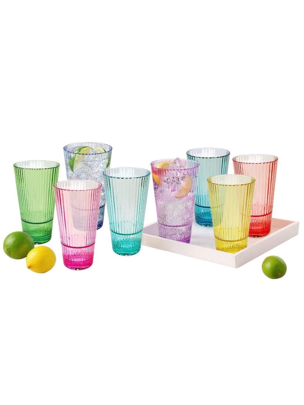 2 Multi-Color Plastic Drinkware Set 8 Piece